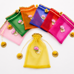 Bolsa de Organza con Cordón Decorativo de Loto, Bolsa de Regalo para Recuerdos de Boda y Uso Festivo - Product Image 6