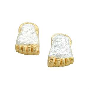 Paire de Padukas Lakshmi en Acier Inoxydable Faits à la Main pour les Rituels de Prospérité, le Culte Spirituel, la Maison, le Bureau, l'Anniversaire - Product Image 4