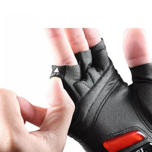 Gants de cyclisme unisexes demi-doigts en cuir pour le sport, antidérapants, absorbant les chocs, respirants, avec poignet réglable - Product Image 5