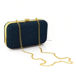 Trendy Designer Sparkle Navy Evening Ladies Clutch <b>Bag</b> Beautiful Embroidered Floral Clutch <b>Bag</b> With Chain Strap for Wedding <b>Gift</b> - Product Image 2
