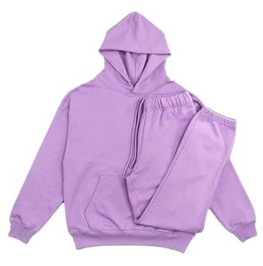 Survêtement décontracté pour femme en tissu éponge épais, coupe-vent et respirant, avec motif lettres tissées, manches longues, col à capuche, couleur unie, grande taille, collection automne - Product Image 1