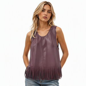 Womens PU <b>Leather</b> Overshirt Long Sleeve Button Front Casual Loose Fit Soft Faux <b>Leather</b> <b>Top</b> Fashion Clothing Stylish - Product Image 1