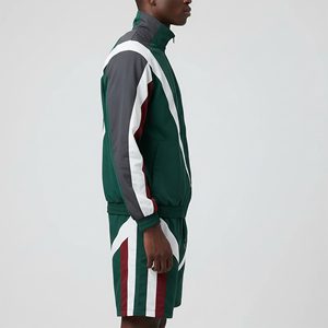 Wholesale Affordable Price Casual Wear Two Piece Set Nylon Tracksuit <b>Zip</b> <b>up</b> <b>Jacket</b> & Panelled Jogger 2 Piece Short Set For Men - Product Image 2