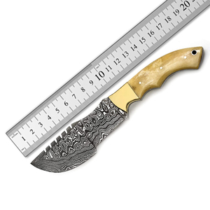 Couteau de survie multifonctionnel personnalisable en acier Damas pour le camping en plein air, petit couteau droit pour la chasse en milieu sauvage - Product Image 1