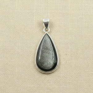 Pendentif en obsidienne en forme de larme, argent sterling 925 plaqué or jaune, pierre précieuse noire naturelle, bijoux bohèmes faits à la main, cadeau - Product Image 4