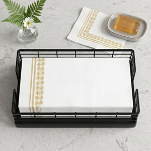 Porte-serviettes en métal noir pour table à manger, organisateur de serviettes rectangulaire en grille métallique, décoration de table pour cuisine, restaurant, café, comptoir - Product Image 3