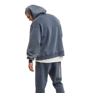 Sweat à capuche d'hiver délavé à l'acide, coupe oversize, style vintage, en molleton 100% coton épais, écologique, pour homme - Product Image 4