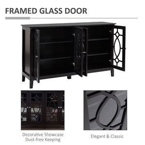 "Contemporary Brass-Handled Espresso <b>Sideboard</b> Console with Glass Doors for Villa & Farmhouse Living" - Product Image 6