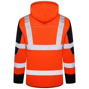 เสื้อฮู้ดสะท้อนแสงแบบกันน้ำ ระดับ 2 สีส้มดำลายทาง - Product Image 2