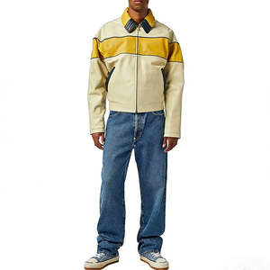 เสื้อแจ็คเก็ตบอมเบอร์หนัง PU สีสันตัดกันสไตล์วินเทจ ยี่ห้อ NESTA SPORTS ผลิตตามสั่ง ขายส่ง ทรงปกติ สำหรับผู้ชาย - Product Image 4