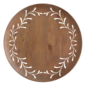 Platos de Madera Decorativos Elegantes con Borde Festoneado, Plato Base Redondo de Madera con Estampado Floral, Bandeja para Servir la Cena, Decoración para Mesa de Boda - Product Image 5
