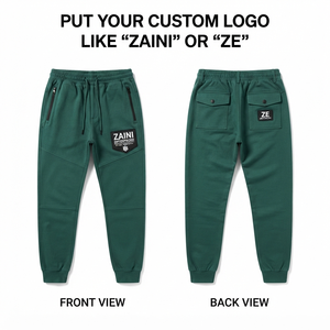 Pantalon de jogging pour homme ZAINI ZI-188 340 GSM en coton et polyester twill de qualité supérieure, écologique, respirant, séchage rapide, léger, vert foncé - Product Image 1