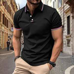 Wholesale OEM Service Custom Front <b>Men</b> Casual Dry Fit Solid Color Quick Dry Mix Lightweight Short Sleeve Polo <b>Shirt</b> <b>For</b> <b>Men</b> - Product Image 4