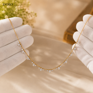 Collar de Diamantes en Forma de Lágrima, Oro Amarillo Vermeil de 14K, Joyería de Lujo para Boda, Collar Elegante con Moissanita Redonda - Product Image 5