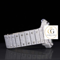 Premium-Qualität Neue Schwarze Vereiste Mossinate-Diamant Automatische Mechanische ETA-Uhr Analog 5BAR Wasserdicht Unisex
