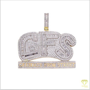 Pendentif GFS Graduate From Street, collier hip-hop serti de diamants de laboratoire, bijoux de luxe, cadeau - Product Image 3