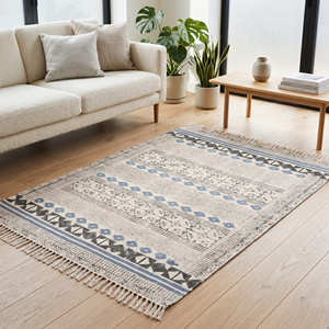 Tapis de chambre d'enfant en coton imprimé botanique avec motif de feuilles forestières pour chambre de bébé et chambre d'enfant - Product Image 5