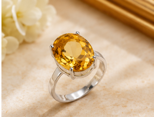 Natural Citrine 925 Sterling Silver <b>Ring</b> for Women | Handmade Yellow Gemstone <b>Ring</b> | Elegant <b>Statement</b> Jewelry - Product Image 1