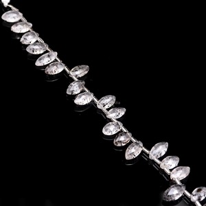 Cuentas de Cuarzo Natural con Diseño de Puntos, Forma Marquise, Precio al por Mayor, 7x12MM 8x13MM, Cuentas de Piedras Preciosas Facetadas con Orificio Lateral, 8 Pulgadas, para Fabricación de Joyería - Product Image 4
