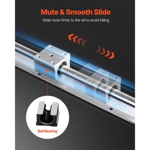 Set di movimento lineare SBR20 da 1500 mm per CNC fai-da-te e automazione, include due guide da 59 pollici e quattro blocchi SBR20UU con componenti del cuscinetto a nucleo - Product Image 4