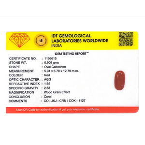 Natural Red Coral Oval Cabochon Loose Gemstone 4.55 Carat Certified Wholesale - Product Image 4