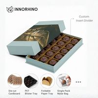 Caixa de Presente de Chocolate Personalizada de Alta Qualidade com Divisórias, Laminação Fosca e Relevo, Embalagem de Grau Alimentício com 8/12/16 Compartimentos
