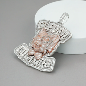 Pendentif personnalisable pour homme en moissanite, style hip-hop, motif dessin animé, taille brillant ronde VVS, micro-incrustation, breloque lettre animale, cadeau - Product Image 3