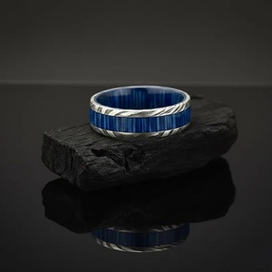 Hot Selling Handmade Wood Damascus Steel <b>Ring</b> for Men Women Wedding Band Fashion Party <b>Ring</b> Custom Latest Design OEM Supplier - Product Image 6