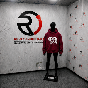 Sudadera con Capucha para Hombre, Color Granate, Estilo Hip Hop, Oversize, de Algodón French Terry, con Estampado, Bolsillo Frontal, Corte Regular, para Otoño, Estilo Vintage - Product Image 3