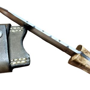 Cuchillo de Caza de Acero Inoxidable con Mango de Madera, Hoja de Punta Caída, Borde Recto, Cuchillo Táctico de Supervivencia para Exteriores - Product Image 5