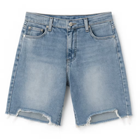 Shorts en jean vintage taille mi-haute pour femme, ourlet brut de haute qualité, fabrication OEM, approvisionnement mondial pour acheteurs américains