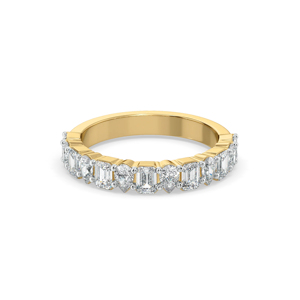 Women's Yellow Gold Eternity Band Ring With Emerald Cut Diamond Prong Setting Classic Style - Product Image 2