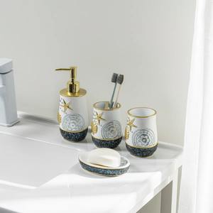 Juegos de Baño Azules con Diseño de Mármol, Ideales para Casas de Vacaciones, Hoteles, Baños para Huéspedes y Tocadores Infantiles, Venta al Por Mayor desde India - Product Image 4