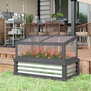 Fioriera in Legno Grigio 104 cm x 57 cm x 71,75 cm, Kit Orto Rialzato con Serra a Muro (Cold Frame) Alta 71,75 cm - Product Image 2