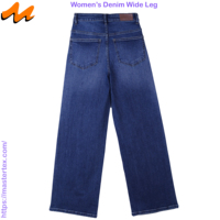 Jean large décontracté pour femme, idéal pour les soirées, cinq poches, élégant, en denim délavé, coton recyclé BCI et élasthanne, 12,90 OZ