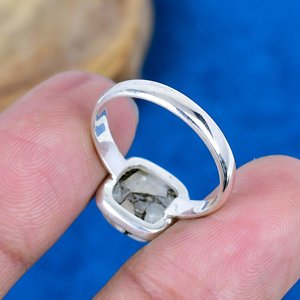 Natural White Copper Calcite Cushion Shape Handmade Gemstone <b>Ring</b> <b>925</b> Sterling <b>Silver</b> - Product Image 4