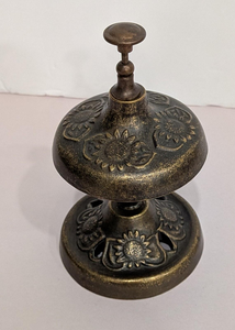 Antique Finish <b>Brass</b> Service <b>Bell</b> Decorative Floral Table <b>Bell</b> Vintage Hotel Reception Call <b>Bell</b> Restaurant Counter Desk Decor - Product Image 4