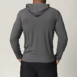Sudadera con capucha de alta calidad para entrenamiento muscular, para hombre, deportiva, para correr, para el gimnasio, que absorbe la humedad, de secado rápido, delgada y ajustada. - Product Image 4