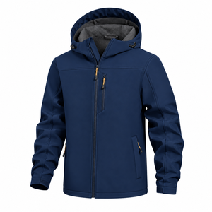 Chaqueta Softshell Azul Marino con Capucha para Hombre, Forro Polar, Cortavientos para Exteriores, Fabricante Mayorista - Product Image 6