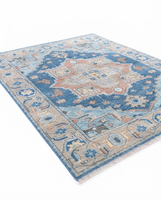 Export Quality Traditional Oushak Geometric Wool Rug Handmade Luxury Carpet Wholesale