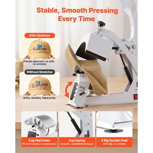 Grande presse à chaud pour casquettes 8,5 x 4 pouces avec contrôle précis de la température et du temps, étireur de casquettes - Product Image 5