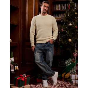 Pull à col rond décontracté pour homme personnalisé, coupe ample, tricot gaufré texturé avec bord côtelé, anti-froissement - Product Image 5