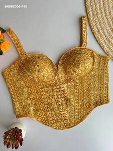 Party Wear Good Quality Fabric with Sequence Embroidery & <b>Beads</b> work Corset Style Spaghetti Blouse Indian Exporter Woman Fashion - Product Image 3