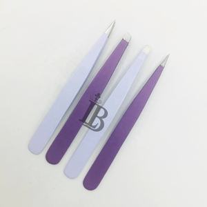 Nouvel ensemble de pinces à sourcils en vison personnalisées, droites et biseautées, très demandées, avec logo personnalisé, pinces bleues - Product Image 3