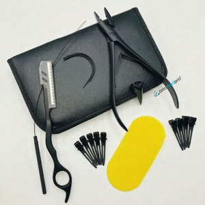 Pinces à cheveux plates professionnelles en acier inoxydable de qualité chirurgicale, avec logo personnalisé, finition noire mate, trou de 3 mm, outils pour extensions de cheveux - Product Image 1