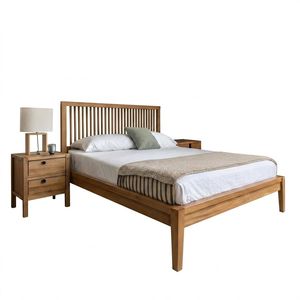 DORMITORIO PRINCIPAL DE MADERA DE TECO SÓLIDO HECHO EN INDONESIA, DISEÑO SIMPLE Y MESA DE NOCHE - Product Image 1