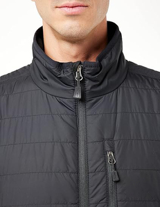 <b>Men's</b> <b>Black</b> Stand Collar Puffer <b>Vest</b> Zipper Closure Windproof Casual Winter Solid Color Polyester Shell Regular - Product Image 3