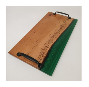 Luxury Wood and Resin Tray Inlay for Coffee Table <b>Breakfast</b> and Snacks Rustic Wooden and Resin Serving Tray at cheap price - Product Image 4
