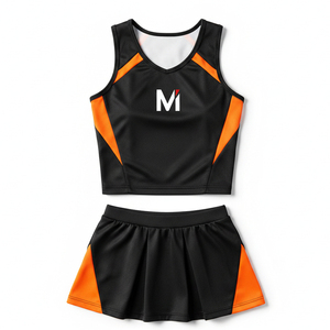 Ensemble de cheerleading athlétique avec crop top et jupe, impression personnalisée, vêtements d'équipe pour événements sportifs scolaires et spectacles - Product Image 1