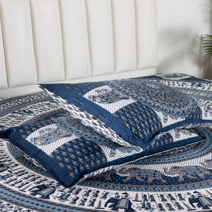 Premium Elephant Printed Soft Cotton <b>Bedding</b> Double Bed Flat <b>Bedding</b> 2 Pillow Covers <b>Hotel</b> & Home <b>Style</b> Wholesale Price - Product Image 4